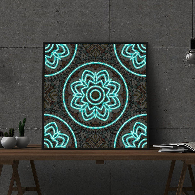 Braunes Mandala Leuchtend Sonderform Diamond Painting