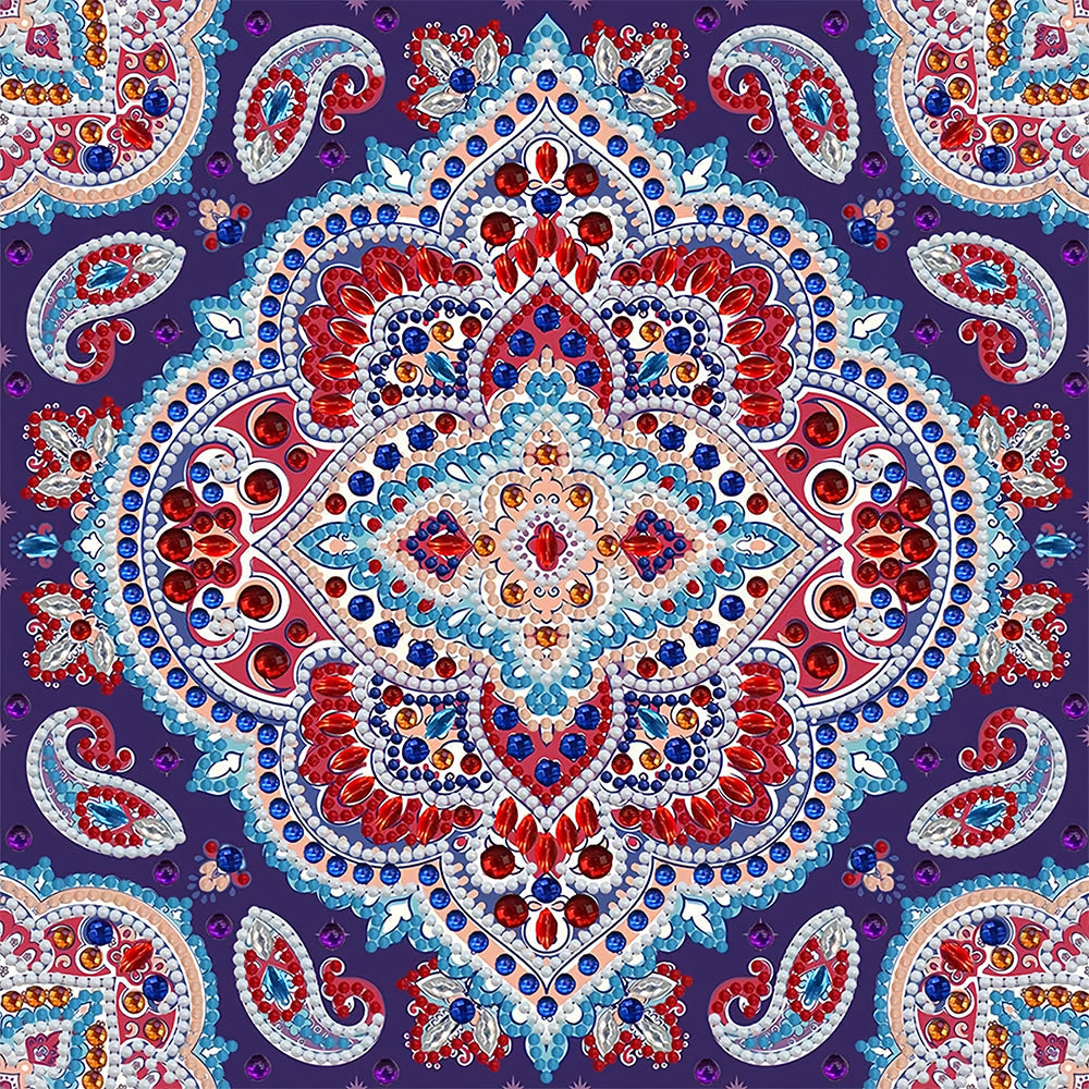 Rotes Mandala Leuchtend Sonderform Diamond Painting