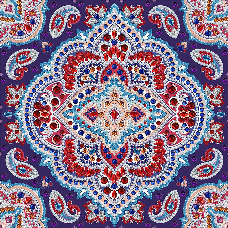 Rotes Mandala Leuchtend Sonderform Diamond Painting