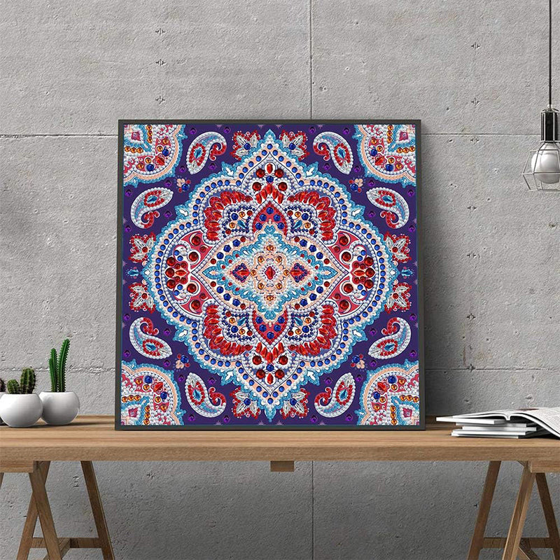 Rotes Mandala Leuchtend Sonderform Diamond Painting