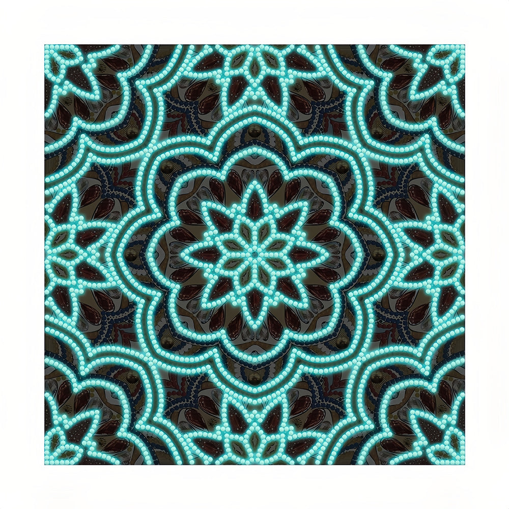 Orange und Rotes Mandala Leuchtend Sonderform Diamond Painting