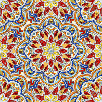 Orange und Rotes Mandala Leuchtend Sonderform Diamond Painting