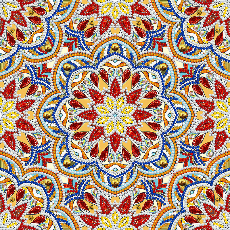 Orange und Rotes Mandala Leuchtend Sonderform Diamond Painting