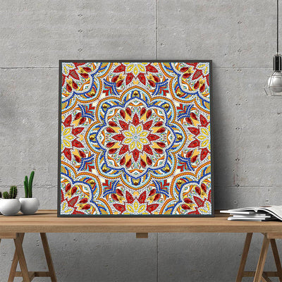 Orange und Rotes Mandala Leuchtend Sonderform Diamond Painting