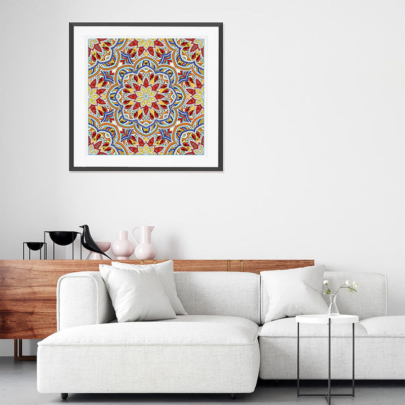 Orange und Rotes Mandala Leuchtend Sonderform Diamond Painting