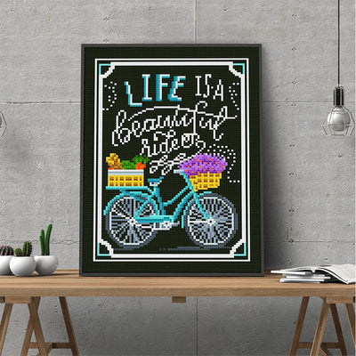 Fahrrad mit Blumen Leuchtend Kristall Strass Diamond Painting