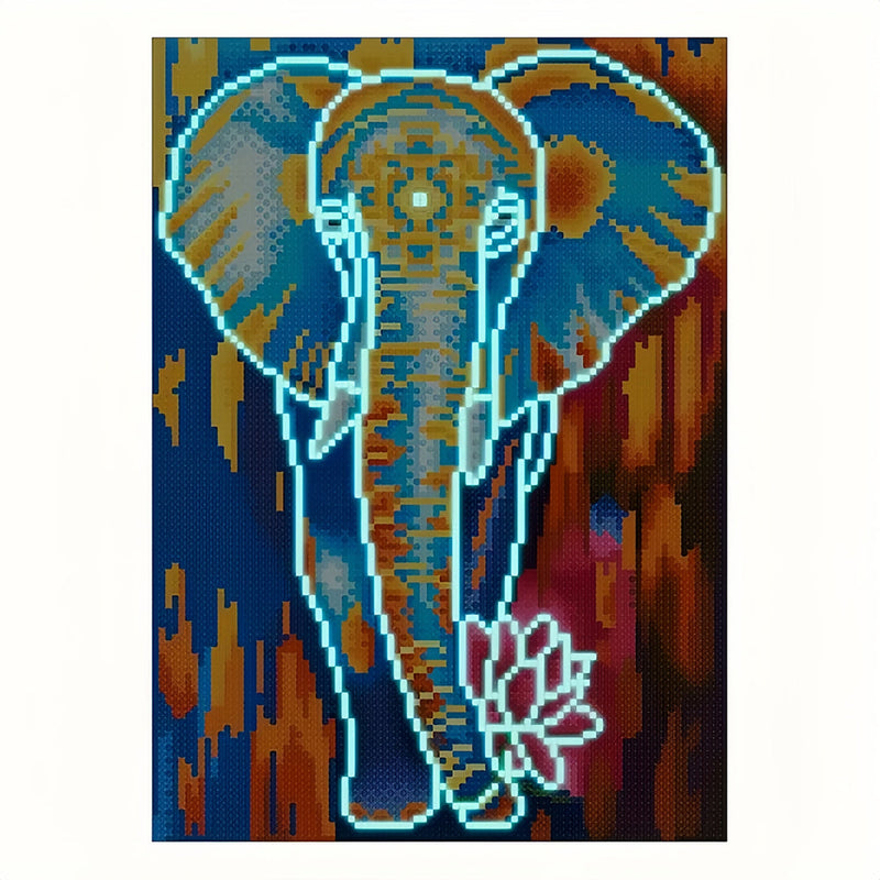 Elefant mit Lotus Leuchtend Kristall Strass Diamond Painting