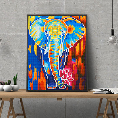 Elefant mit Lotus Leuchtend Kristall Strass Diamond Painting