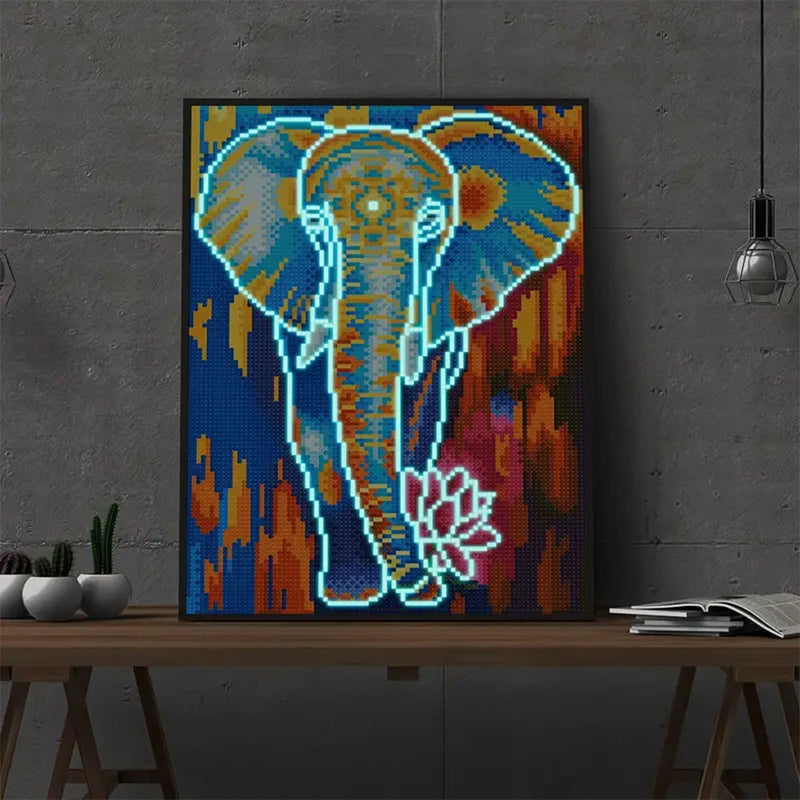 Elefant mit Lotus Leuchtend Kristall Strass Diamond Painting