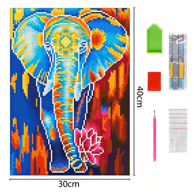 Elefant mit Lotus Leuchtend Kristall Strass Diamond Painting