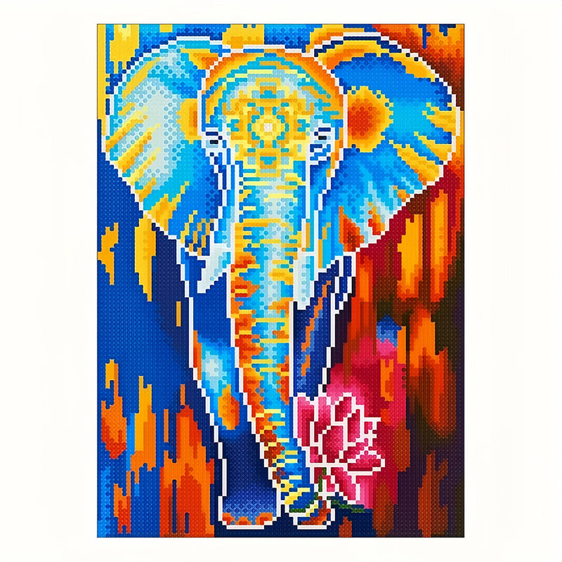 Elefant mit Lotus Leuchtend Kristall Strass Diamond Painting