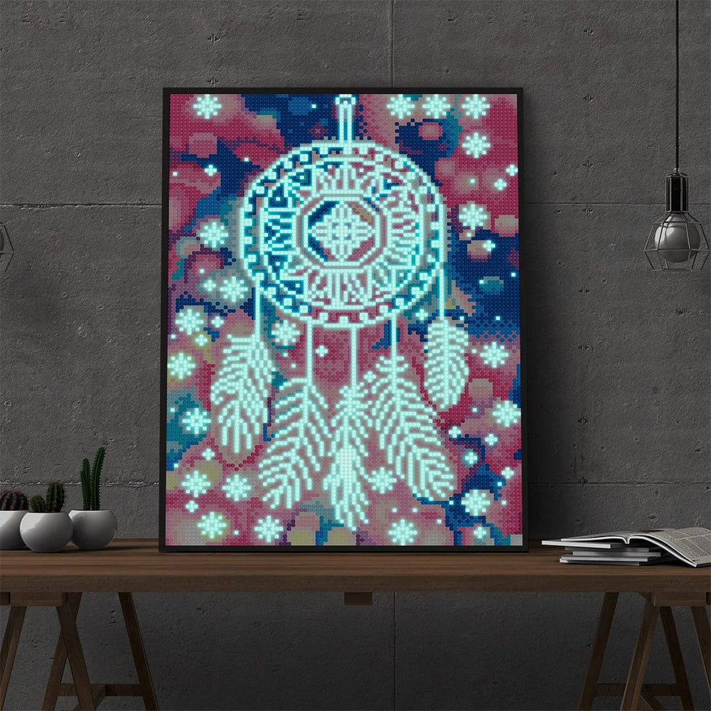 Feder Traumfänger Leuchtend Kristall Strass Diamond Painting