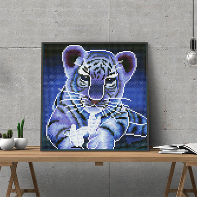 Baby Tiger und Schmetterlinge Leuchtend Kristall Strass Diamond Painting