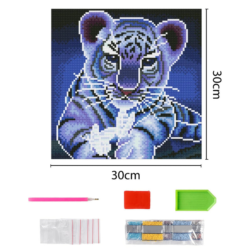 Baby Tiger und Schmetterlinge Leuchtend Kristall Strass Diamond Painting