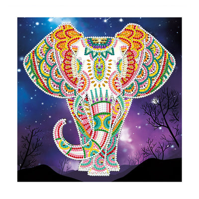 Elefant bei Nacht Leuchtend Sonderform Diamond Painting