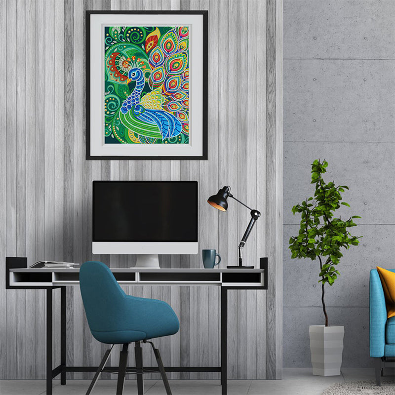 Grün und Blau Pfau Leuchtend Sonderform Diamond Painting