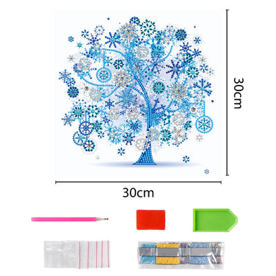 Winter und Blauer Baum Leuchtend Sonderform Diamond Painting