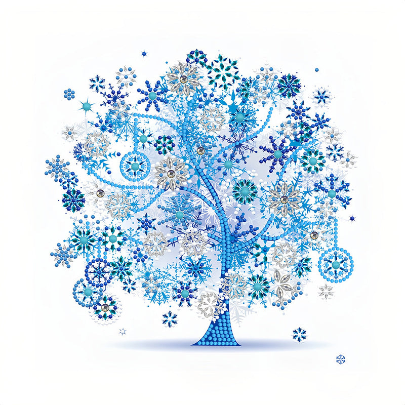 Winter und Blauer Baum Leuchtend Sonderform Diamond Painting