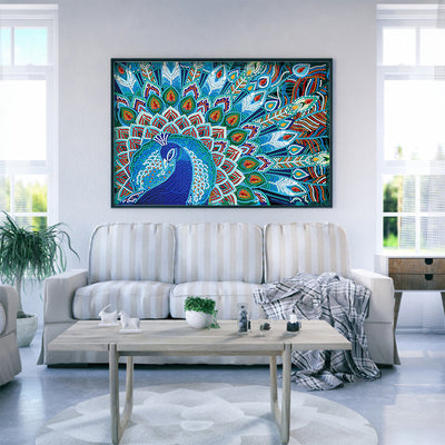 Blauer Pfau Leuchtend Sonderform Diamond Painting