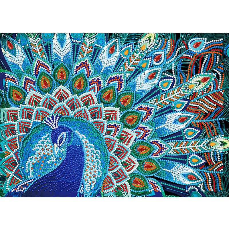 Blauer Pfau Leuchtend Sonderform Diamond Painting