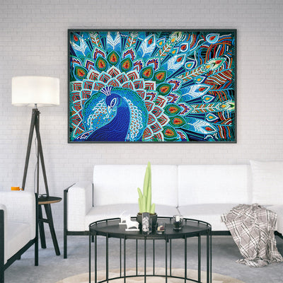 Blauer Pfau Leuchtend Sonderform Diamond Painting