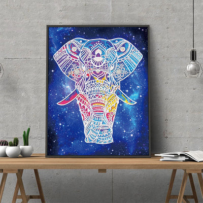 Elefant unter dem Nachthimmel Leuchtend Sonderform Diamond Painting