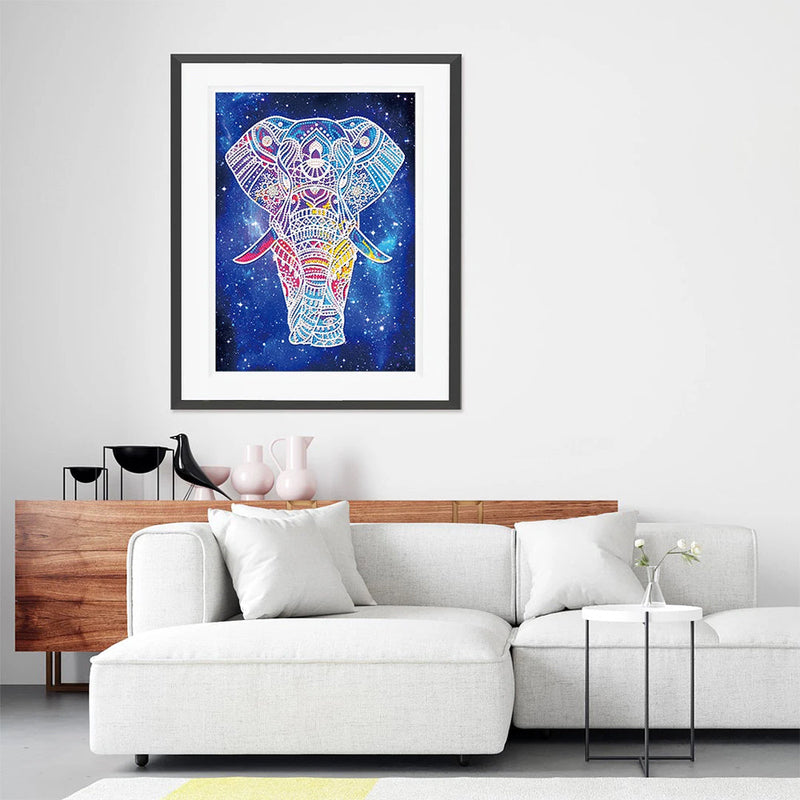 Elefant unter dem Nachthimmel Leuchtend Sonderform Diamond Painting