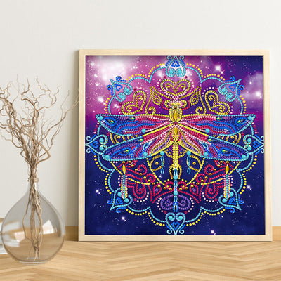 Libelle und Mandala Farbig Leuchtend Sonderform Diamond Painting