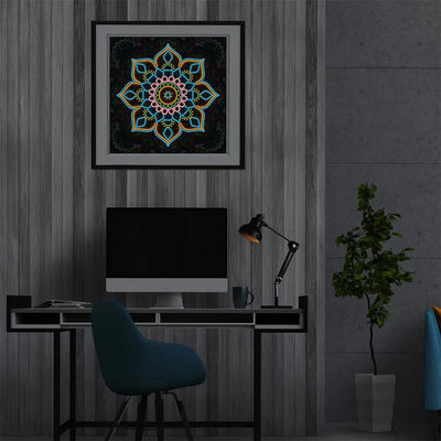 Grüne Blumen Mandala Farbig Leuchtend Sonderform Diamond Painting