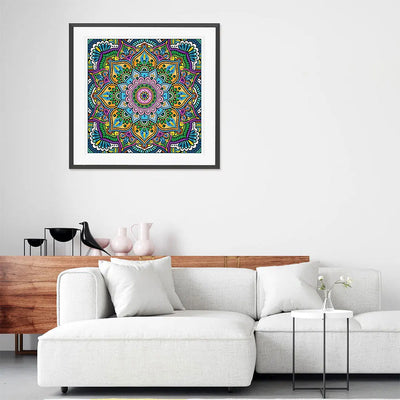 Grüne Blumen Mandala Farbig Leuchtend Sonderform Diamond Painting