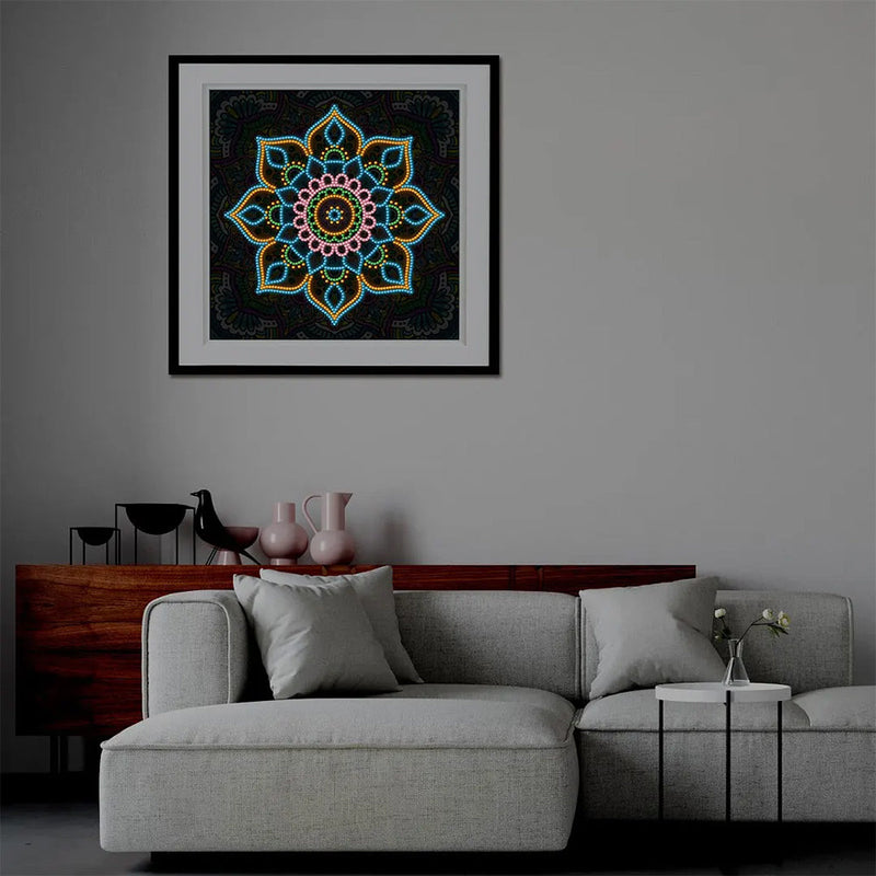 Grüne Blumen Mandala Farbig Leuchtend Sonderform Diamond Painting