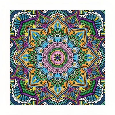 Grüne Blumen Mandala Farbig Leuchtend Sonderform Diamond Painting