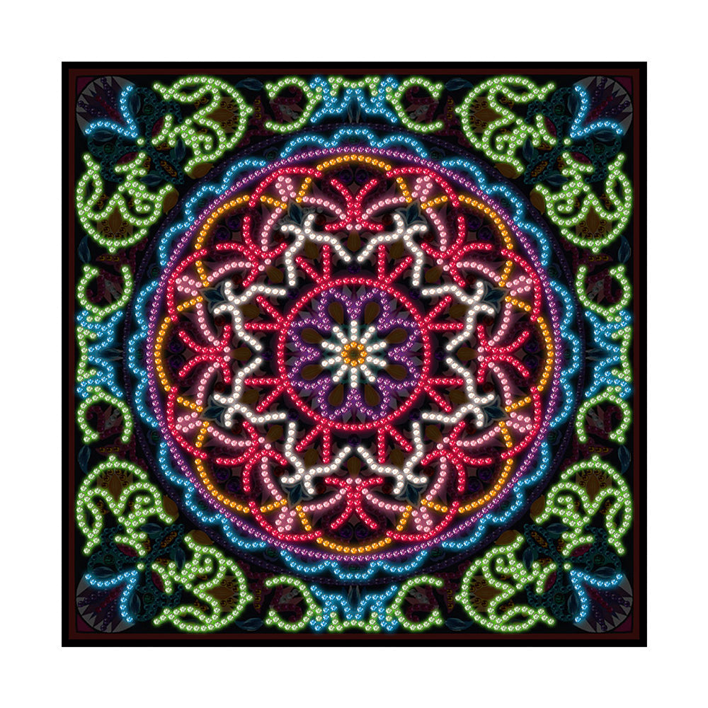 Rotes Mandala Farbig Leuchtend Sonderform Diamond Painting