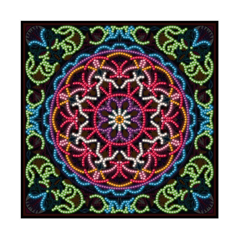 Rotes Mandala Farbig Leuchtend Sonderform Diamond Painting