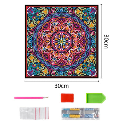 Rotes Mandala Farbig Leuchtend Sonderform Diamond Painting