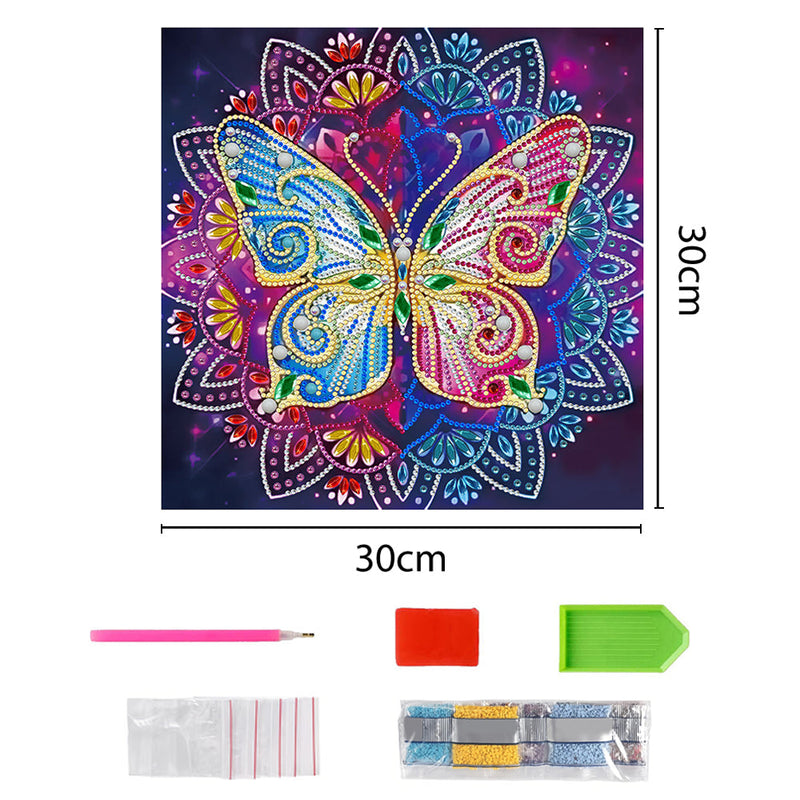 Schmetterling Mandala Farbig Leuchtend Sonderform Diamond Painting