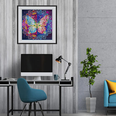 Schmetterling Mandala Farbig Leuchtend Sonderform Diamond Painting