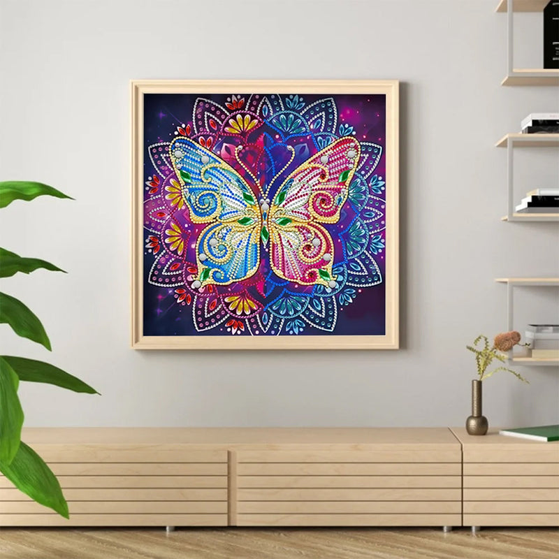 Schmetterling Mandala Farbig Leuchtend Sonderform Diamond Painting