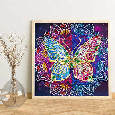 Schmetterling Mandala Farbig Leuchtend Sonderform Diamond Painting