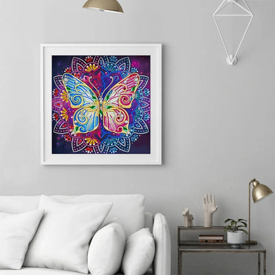 Schmetterling Mandala Farbig Leuchtend Sonderform Diamond Painting