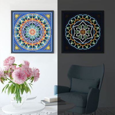 Quadratisches Mandala Farbig Leuchtend Sonderform Diamond Painting