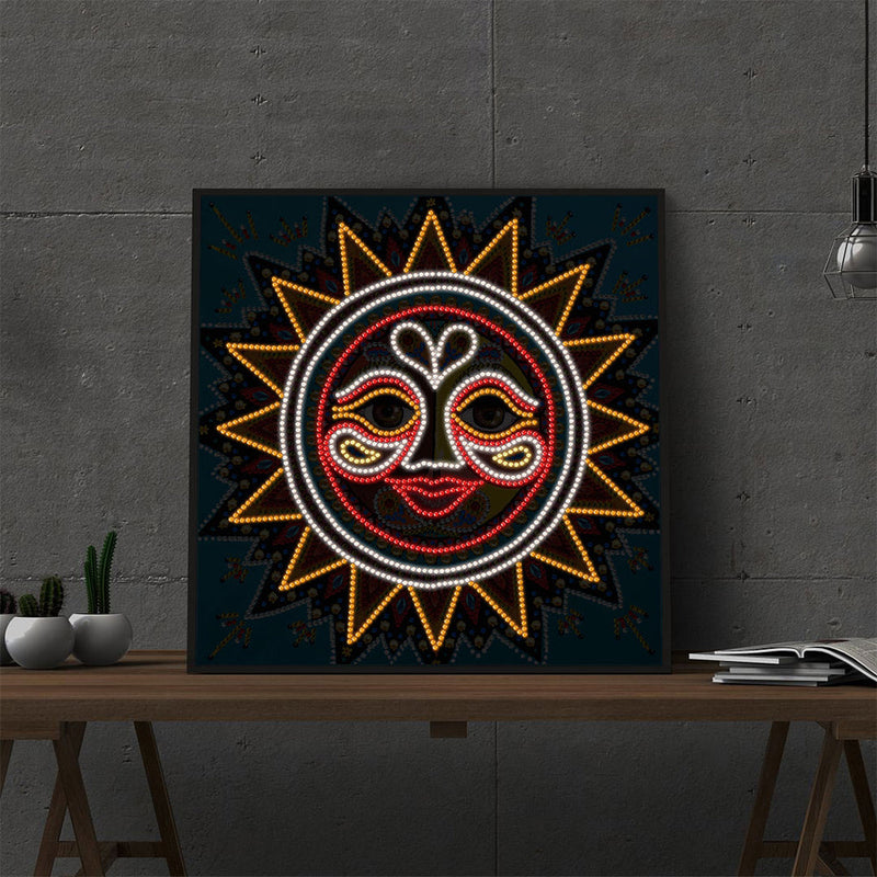 Abstrakte Sonne Farbig Leuchtend Sonderform Diamond Painting