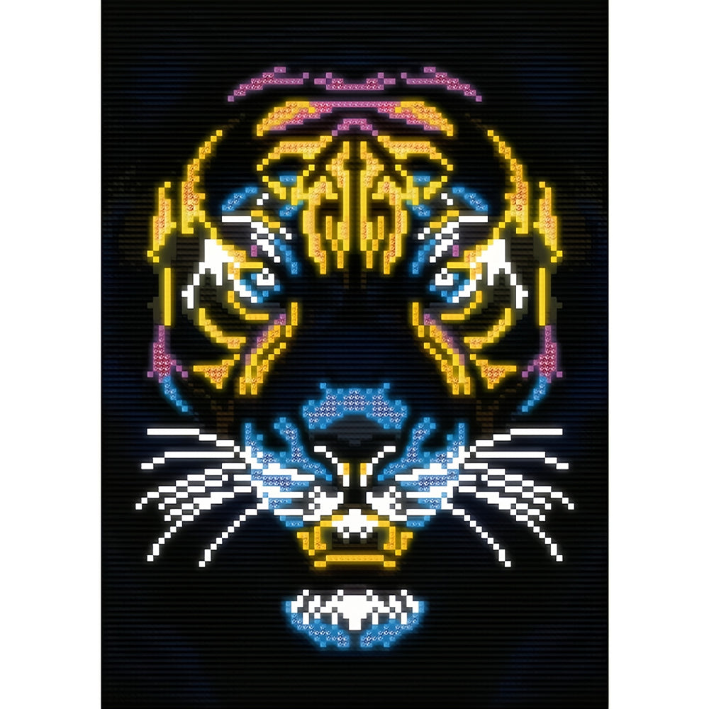 Tiger Kopf Farbig Leuchtend Kristall Strass Diamond Painting