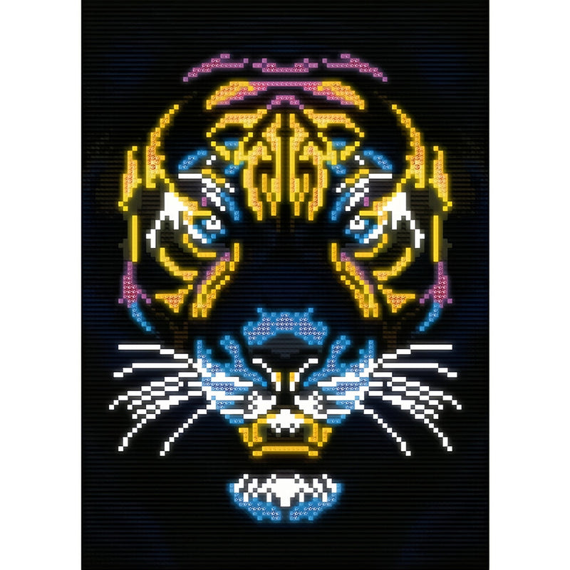 Tiger Kopf Farbig Leuchtend Kristall Strass Diamond Painting