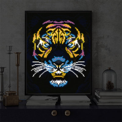 Tiger Kopf Farbig Leuchtend Kristall Strass Diamond Painting