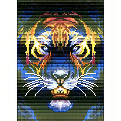 Tiger Kopf Farbig Leuchtend Kristall Strass Diamond Painting