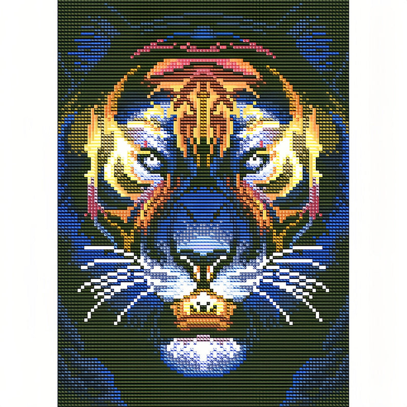 Tiger Kopf Farbig Leuchtend Kristall Strass Diamond Painting