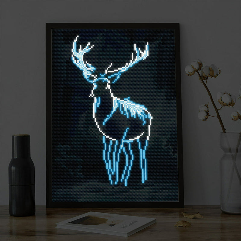 Hirsch bei Nacht Leuchtend Kristall Strass Diamond Painting