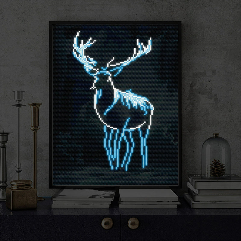 Hirsch bei Nacht Leuchtend Kristall Strass Diamond Painting