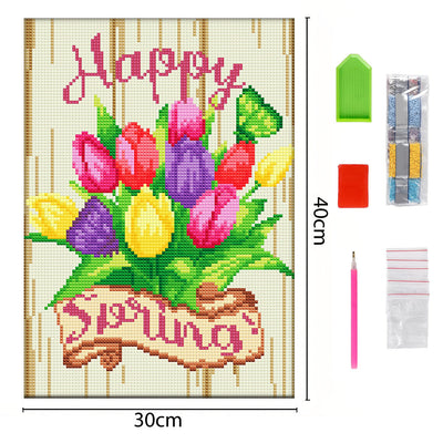 Frühling Tulpen Blume Leuchtend Kristall Strass Diamond Painting